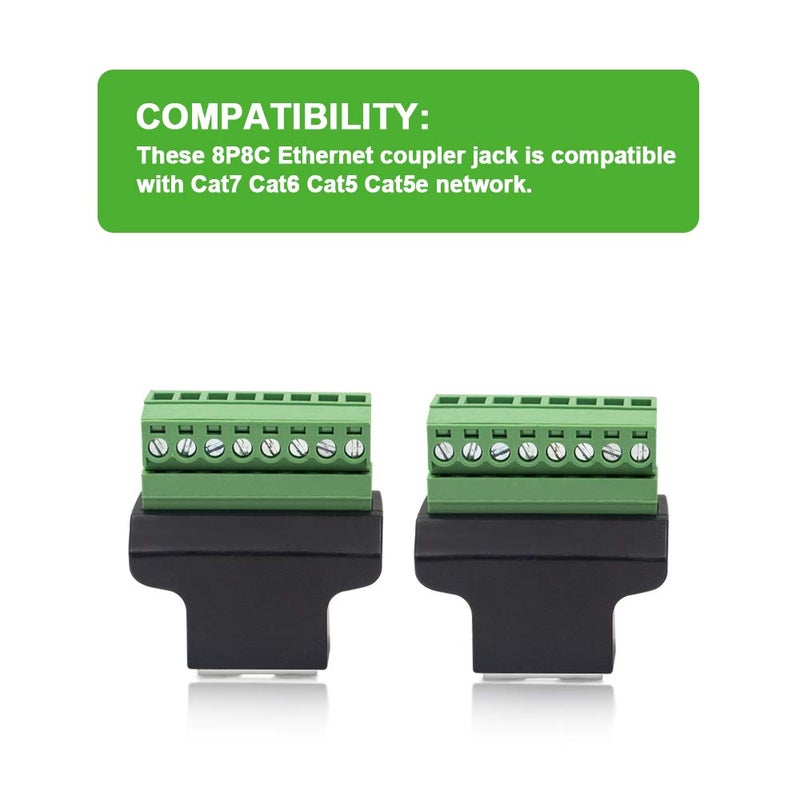 Poyiccot RJ45 Breakout, RJ45 Screw Terminal Adaptor Connector, 2-Pack 8p8c Female Jack to 8 Pin Screw Terminal Connector for Cat7 Cat6 Cat5 Cat5e Ethernet Extender CCTV Digital DVR Network Adapter - Image 4